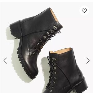 Madewell The Julien Lace-Up Lugsole Boot in Leather size 6